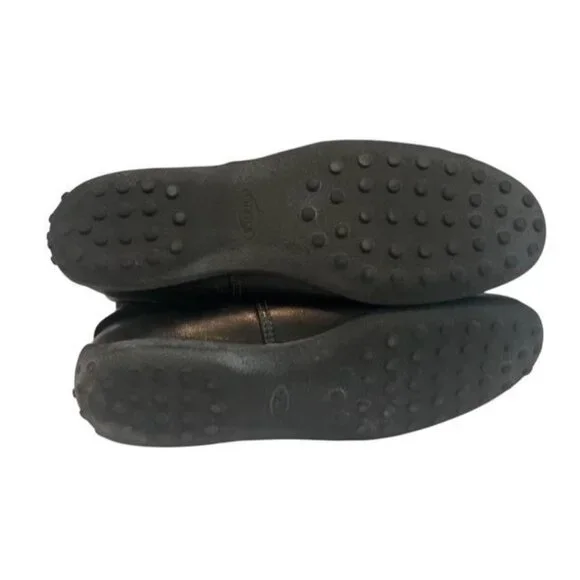 Vintage Tod’s Black Leather Winter Boots Knee High Italy Box M Buck Women sz 9 - Picture 6 of 10